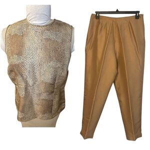 Allison Daley 100% Silk 2-Piece Button Back Top & Pants Sz. 12